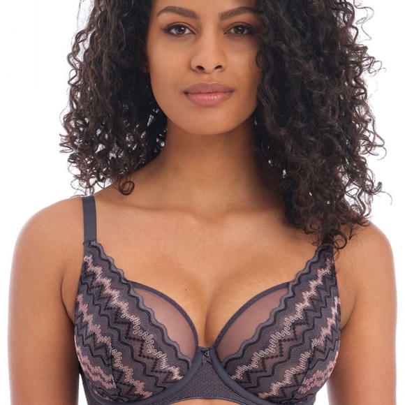 Freya Festival 32G Vibe High Apex Underwire Plunge Bra in Cinder - Picture 2 of 13